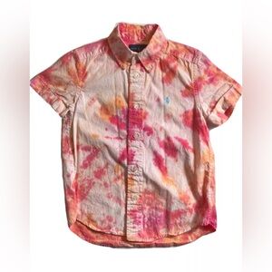 Ralph Lauren boys 5 tie dye button short sleeve shirt